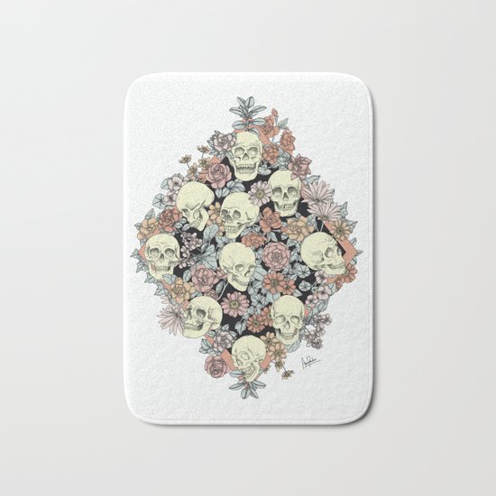Blooming Skulls Bath Mat