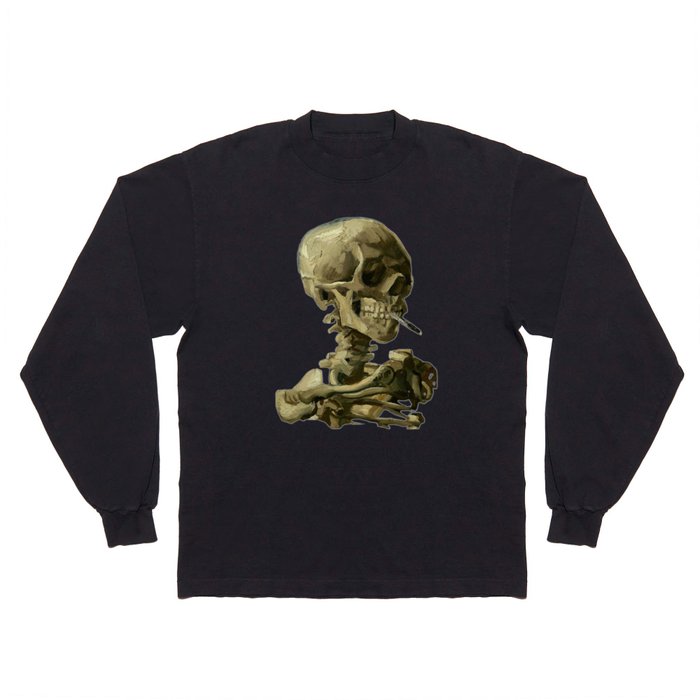 Vincent Van Gogh Skull With Burning Cigarette (Reproduction)  Long Sleeve T Shirt