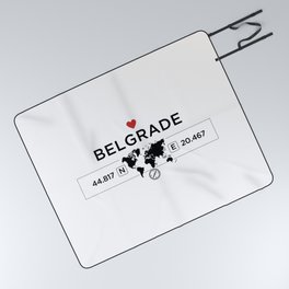 Belgrade - Serbia - World Map with GPS Coordinates Picnic Blanket