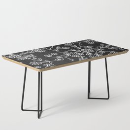 Artistic Hand Painted Black White Botanical Floral Coffee Table