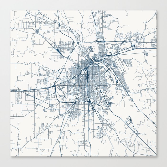 Shreveport City - USA - City Map Design Canvas Print