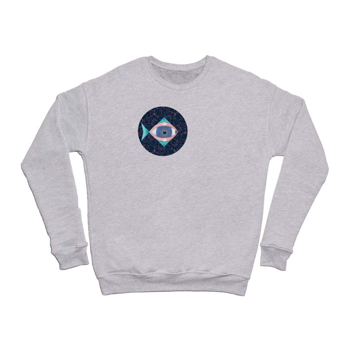 Eye of ocean, geometry abstraction dark Crewneck Sweatshirt