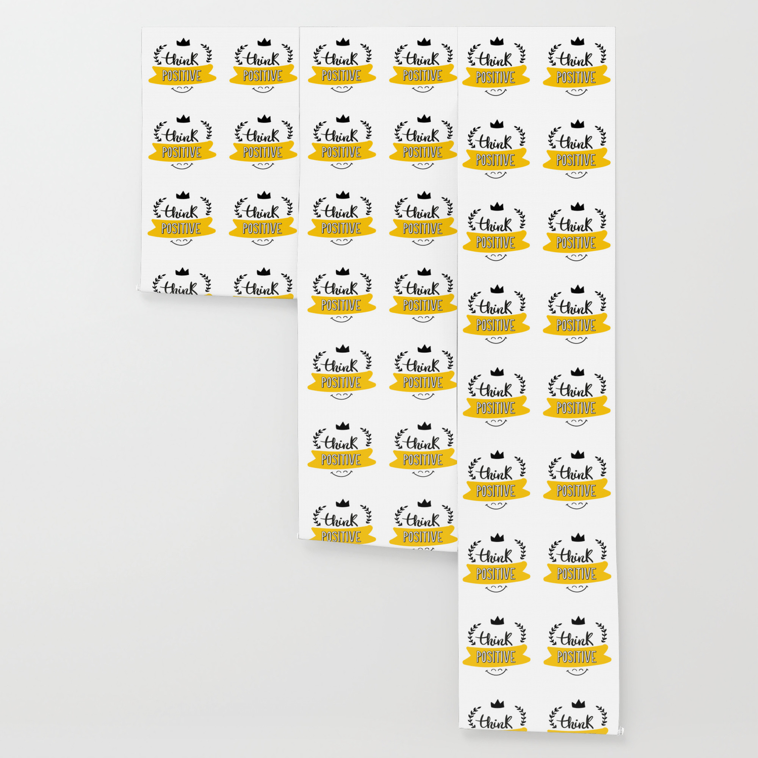 Cute Motivational Inspirational Quote Think Positive In Yellow Color With A Smile Emoji Wallpaper By Themadian Society6