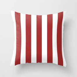Auburn red - solid color - white vertical lines pattern Throw Pillow
