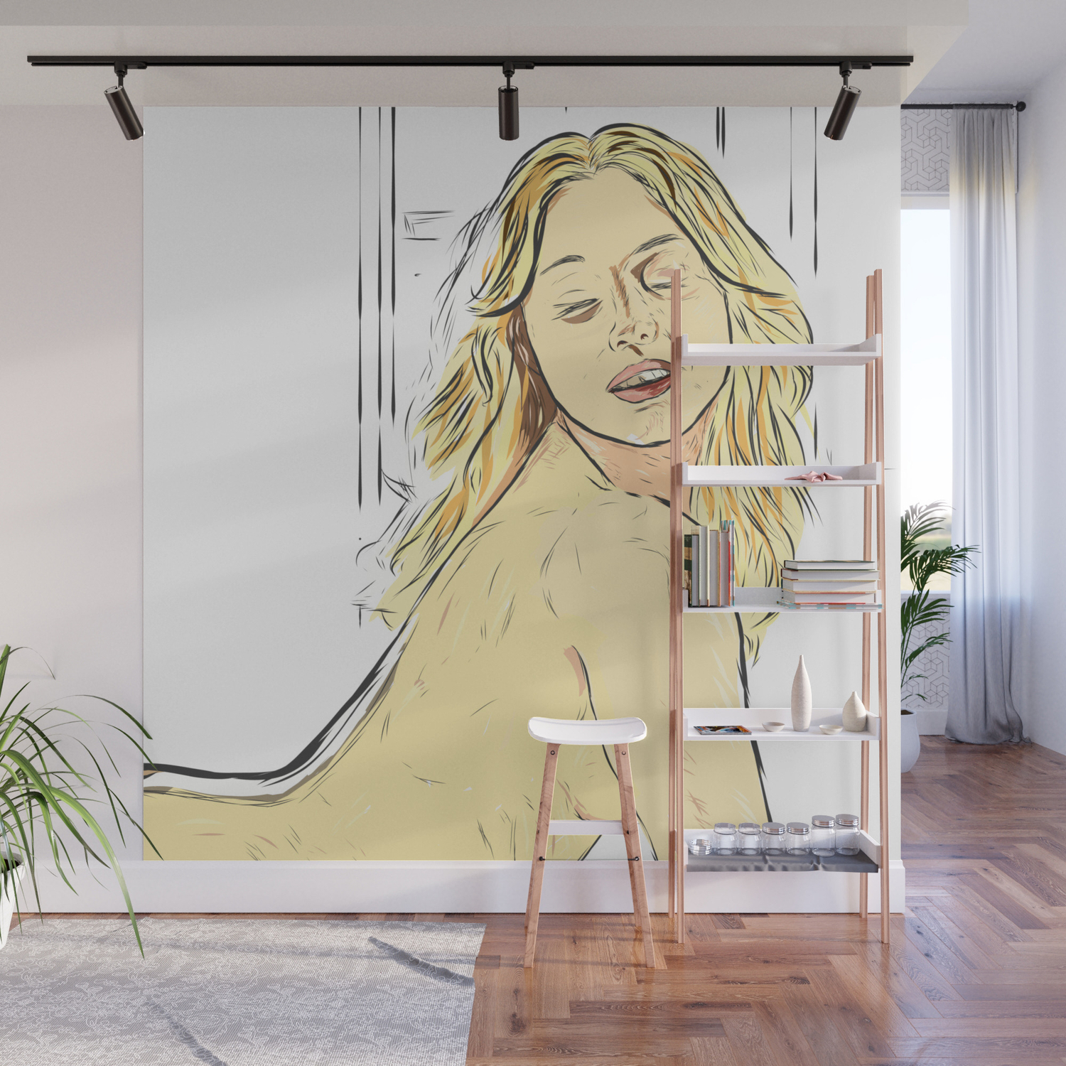 sexy lady nude bed orgasm face wall mural by qpartz