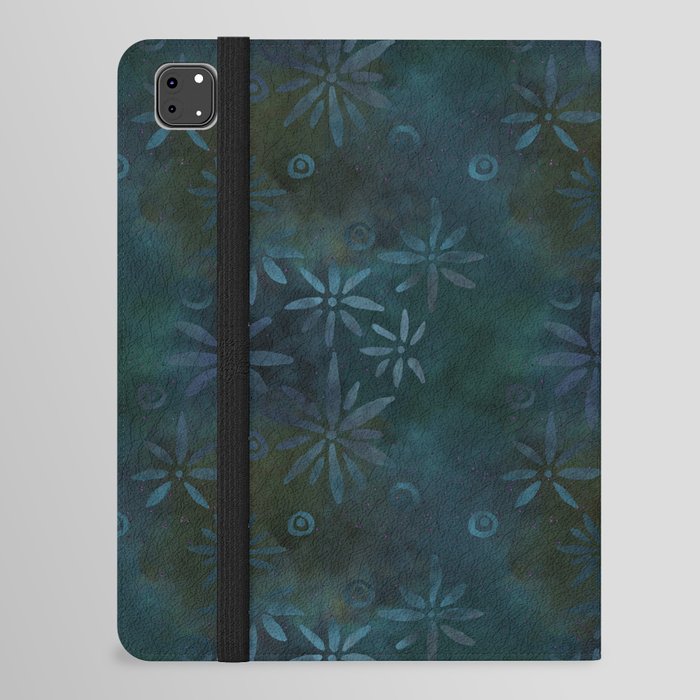 Dark Floral Batik Pattern iPad Folio Case