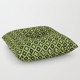 Light Green and Black Ornamental Arabic Pattern Floor Pillow