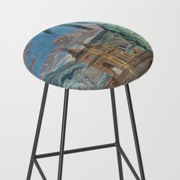 19th Century Antique French Chinoiserie Landscape Bar Stool