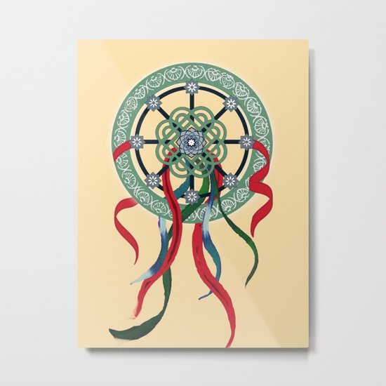 Mandala with Ribbons Metal Print