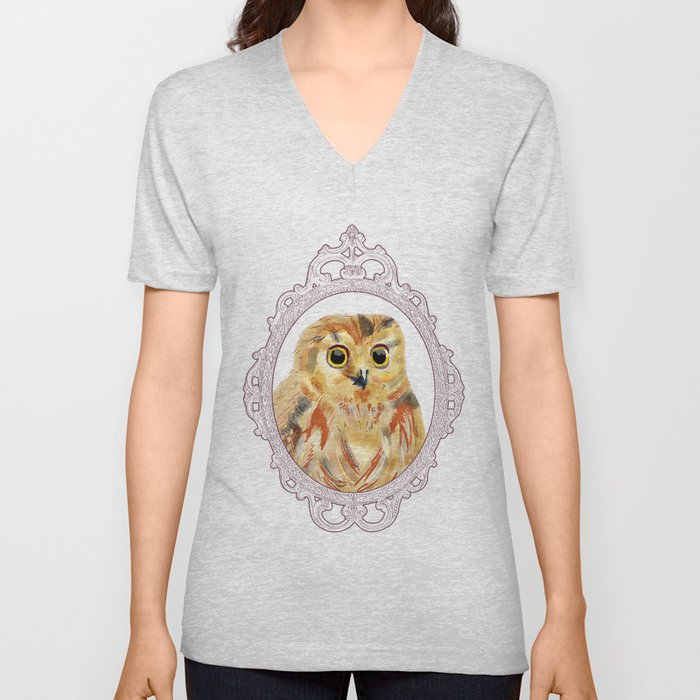 A Portrait of an Owl V Neck T Shirt