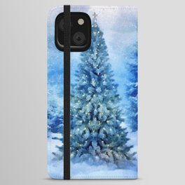 Christmas tree scene iPhone Wallet Case