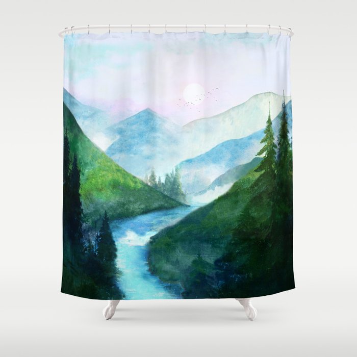 Mountain River Shower Curtain