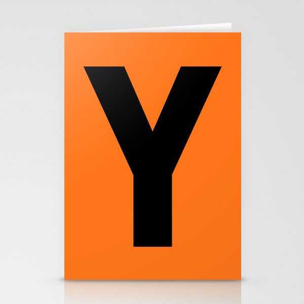 Letter Y (Black & Orange) Stationery Cards