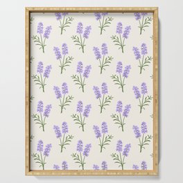 Hand drawn vector seamless pattern of  violet lavender flowers Serving Tray