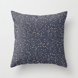 Speckles I: Dark Gold & Snow on Blue Vortex Throw Pillow
