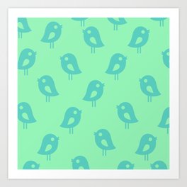 Little Birds (mint) Art Print | Graphic Design, Pop Art, Children, Pattern 