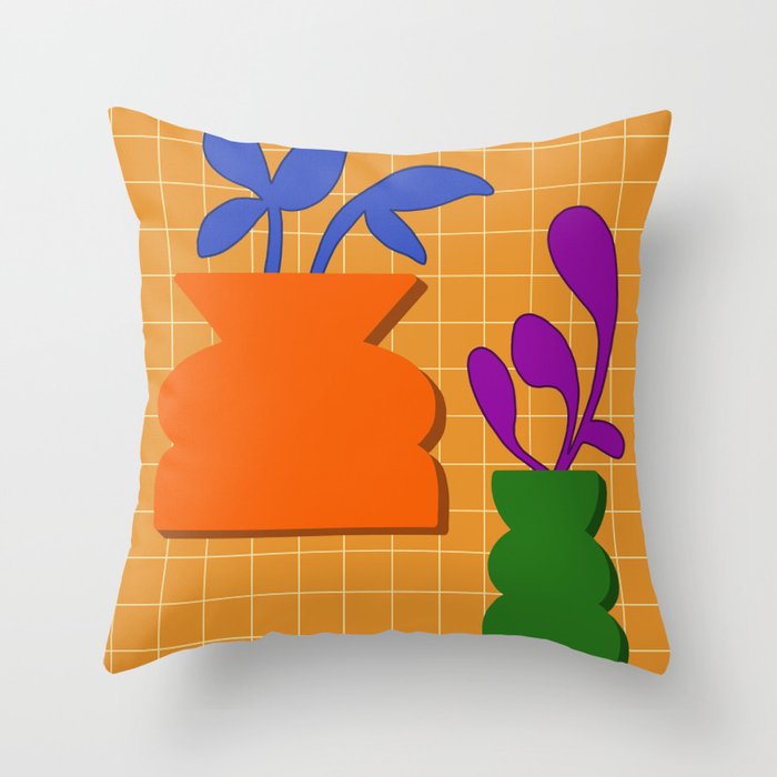 Griddy Vases Throw Pillow