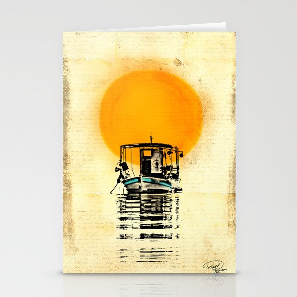 Sunset Boat Silhouette Stationery Cards