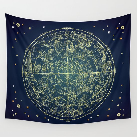Zodiac Star Map Wall Tapestry