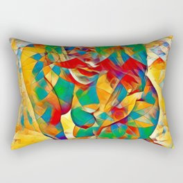 3334s-SRC Abstract Woman with Blue Eyes Rendered in Color and Style Rectangular Pillow
