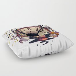 Over the garden wall with kitty Floor Pillow