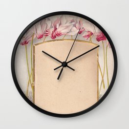 Frame with Cyclamen and a tiny landscape in the background Wall Clock
