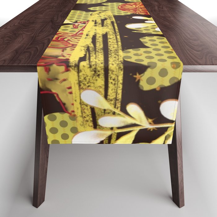 Black and green Tiger  Table Runner