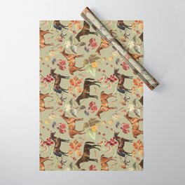 AUTUMN HORSES - Sage green  Wrapping Paper