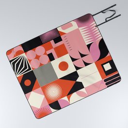 Scandinavian inspired artwork pattern made with simple geometrical forms and cutout colorful shapes. Abstract composition Picnic Blanket