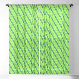 [ Thumbnail: Teal & Chartreuse Colored Lines Pattern Sheer Curtain ]