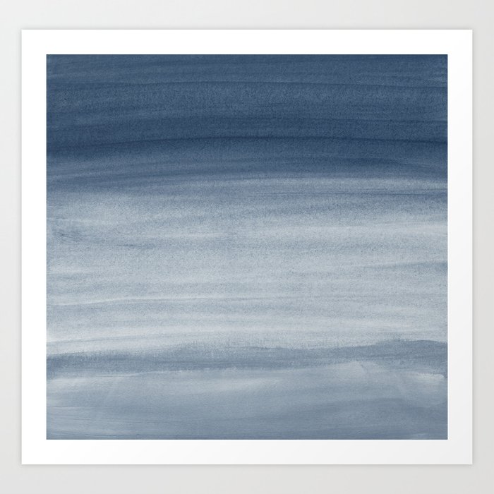 Touching Navy Blue Watercolor Abstract #1 #painting #decor #art #society6 Art Print