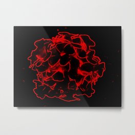 Red electric flowers on black background Metal Print