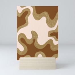 Sage Green Liquid Swirls and Mocha Brown Mini Art Print