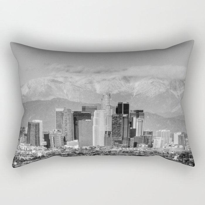 Los Angeles Black and White Rectangular Pillow