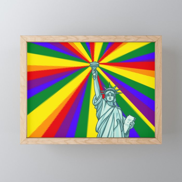 Rainbow liberty NYC GAY PRIDE STONEWALL LGBT Framed Mini Art Print