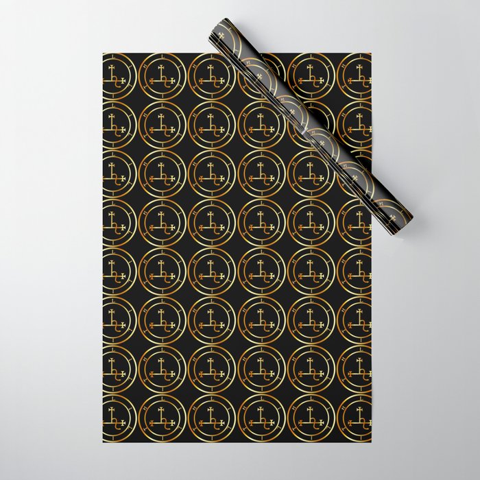 Sigil of Lilith gold background- Female demon Lilith symbol Wrapping Paper