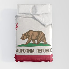 California Republic state flag with red Cannabis leaf Comforter