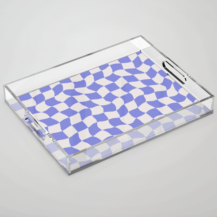 Soft blue warp wavy checker Acrylic Tray