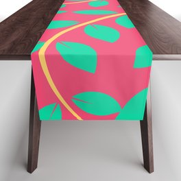 Retro Style Leaves Pattern - Caribbean Green and Infra Red Table Runner