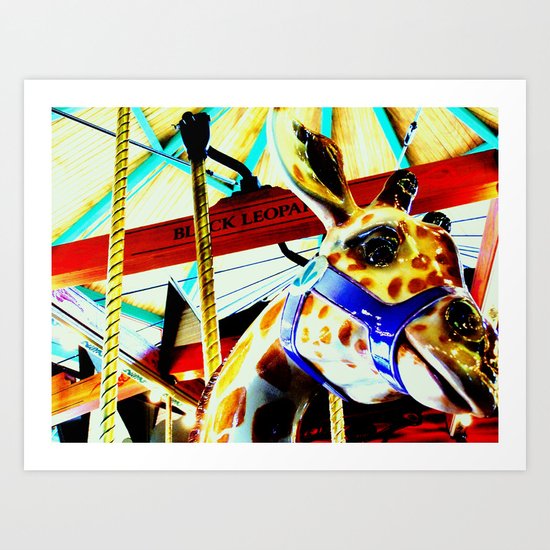Carousel Giraffe Art Print