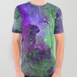 Colorful Cosmos | Dark Violet & Dark Green All Over Graphic Tee