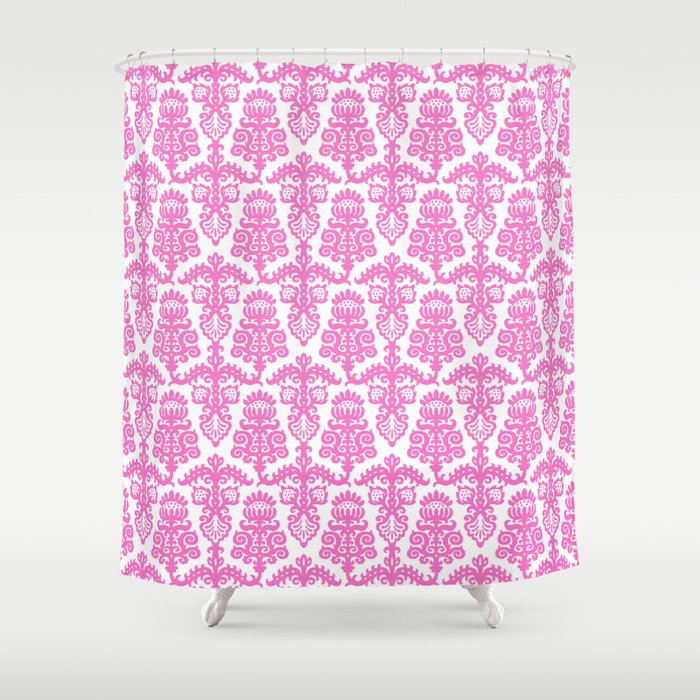 Floral Pattern Pink Shower Curtain