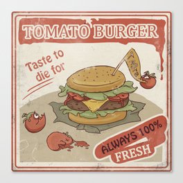 Tomato Burger Vintage Canvas Print