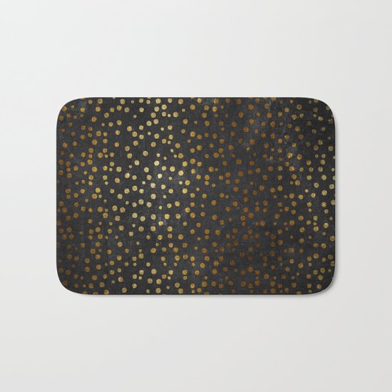 Gold polkadots dots on black backround-Elegant and Luxury Design Bath Mat