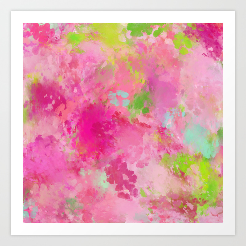 Pink Neon Green Abstract Look Art Print By Simonegatterwe Society6