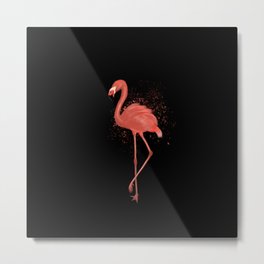 Pink Flamingo on Black Metal Print | Stockingfiller, Pink, Gift, Wildlife, Cute, Bird, Digital, Onblack, Nature, Pretty 