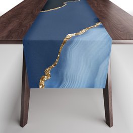 Navy & Gold Agate Texture 12 Table Runner
