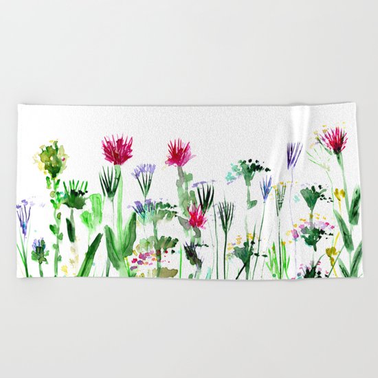 Summer || watercolor Beach Towel