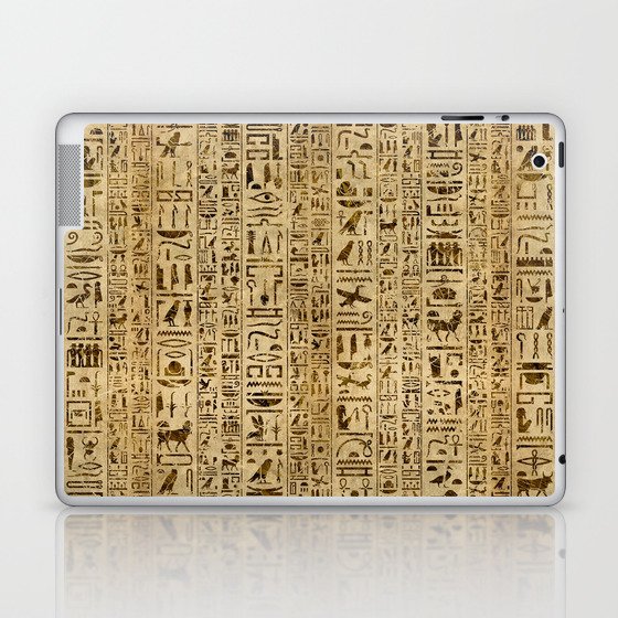 Egyptian hieroglyphs on papyrus Laptop & iPad Skin