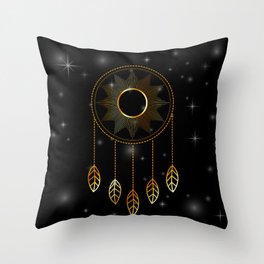 Mystic space dreamcatcher with stars Throw Pillow